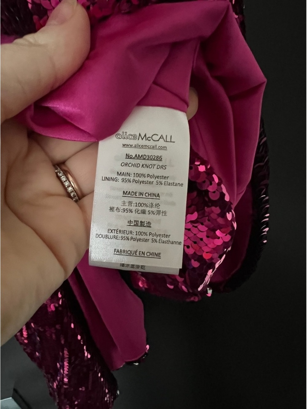 alice McCALL Electric Orchid Mini Knot Dress Pink Sequin Cutout Mini Dress US 2 - Picture 4 of 6